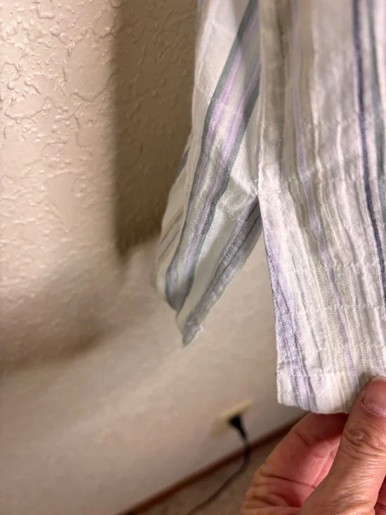 Eddie Bauer White Blue Gray Striped Short Sleeve Camp Top Women's Size L - Picture 7 of 10